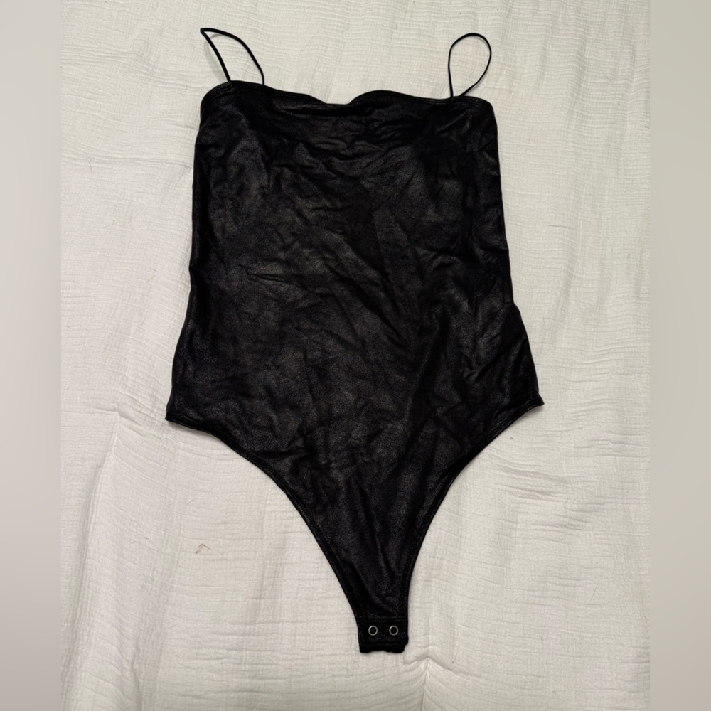 Abercrombie & Fitch faux leather black bodysuit